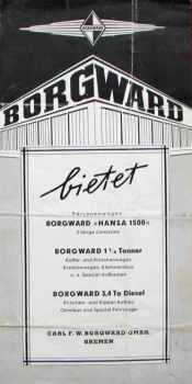 Borgward Modelprogram 1953 "Borgward bietet" Carbrochure (10053)